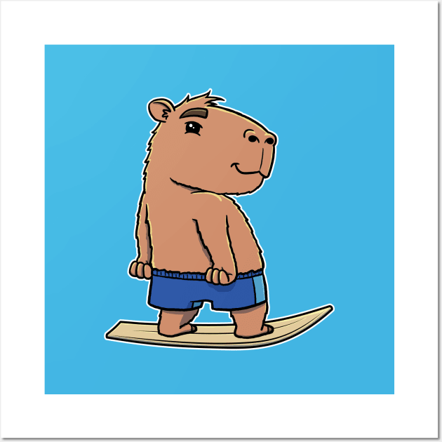 Capybara Surfer Boy Surfing Wall Art by capydays